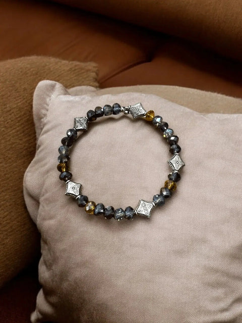 Handmade Peacock Amethyst Copper Beaded Bracelet – Silver Accents Adjustable Closure | Made in USA by Michelle Marie Boutique Michelle Marie Boutique  Bracelets