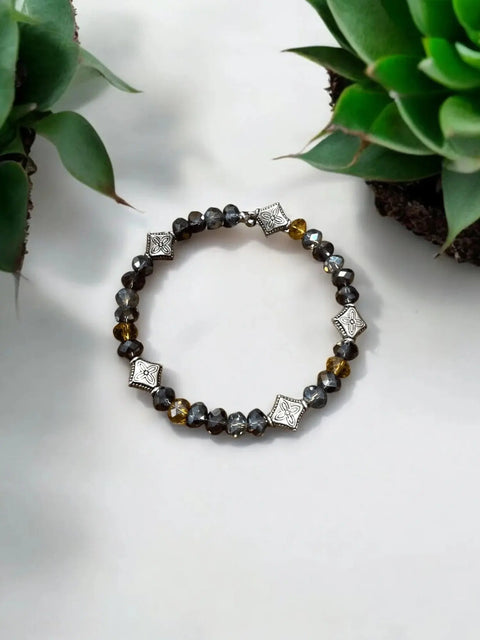 Handmade Peacock Amethyst Copper Beaded Bracelet – Silver Accents Adjustable Closure | Made in USA by Michelle Marie Boutique Michelle Marie Boutique  Bracelets