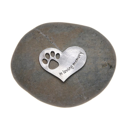 Handmade Pet Memorial Stone – Paw Print Pewter Heart Keepsake | Whitney Howard Designs | Made in USA Whitney Howard Designs  Rock Garden