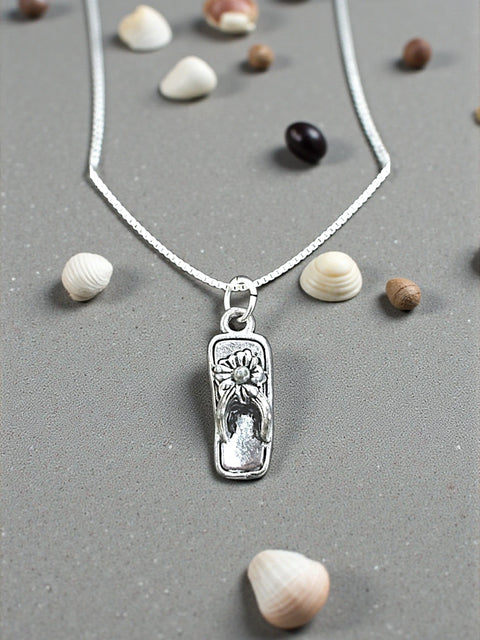 Handmade Pewter Flip Flop Charm With Floral Detail – Beach Jewelry Accessory | Made in USA Michelle Marie Boutique  Charms and Pendants