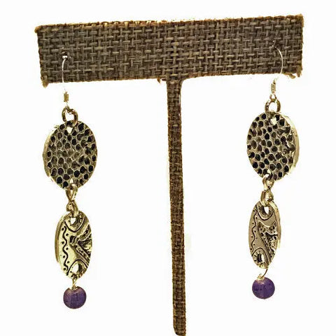 Handmade Purple Amethyst Drop Earrings – Stainless Steel Ear Wires – Versatile Style Options | Made in USA By Michelle Marie Boutique Michelle Marie Boutique  Earrings