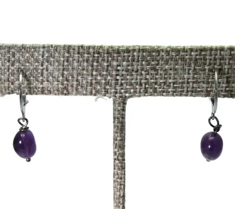 Handmade Purple Amethyst Drop Earrings – Stainless Steel Ear Wires – Versatile Style Options | Made in USA By Michelle Marie Boutique Michelle Marie Boutique  Earrings