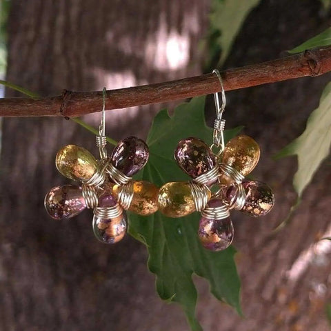 Handmade Purple Yellow Flower Earrings – Sterling Silver Wire Wrap | Made in USA Alexa Martha Designs  Earrings