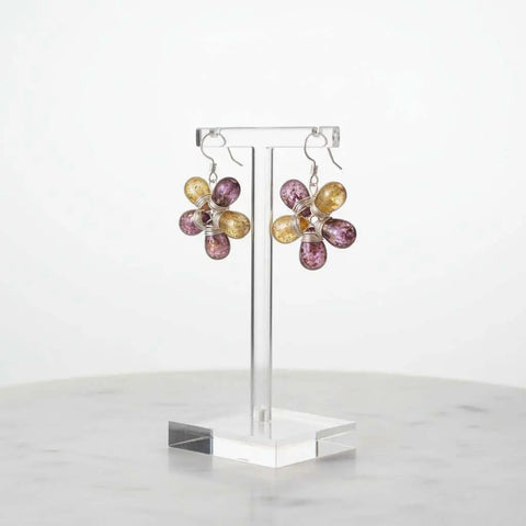 Handmade Purple Yellow Flower Earrings – Sterling Silver Wire Wrap | Made in USA Alexa Martha Designs  Earrings