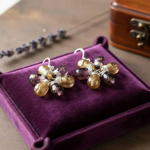 Handmade Purple Yellow Flower Earrings – Sterling Silver Wire Wrap | Made in USA Alexa Martha Designs  Earrings