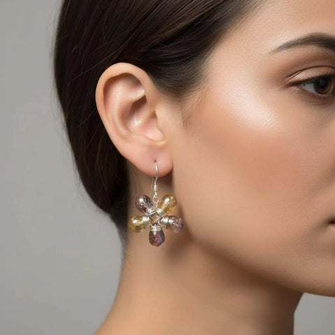 Handmade Purple Yellow Flower Earrings – Sterling Silver Wire Wrap | Made in USA Alexa Martha Designs  Earrings