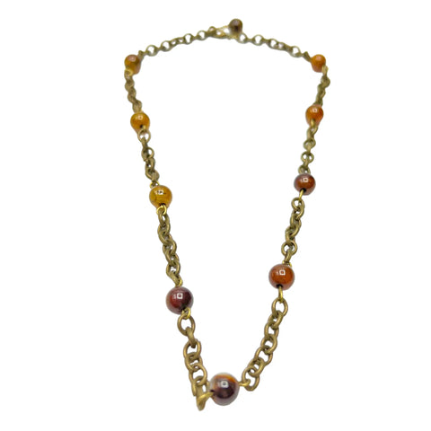 Handmade Red Agate Gemstone Necklace – Adjustable Antique Brass Chain – Women-Owned | Made in USA Michelle Marie Boutique  Necklace