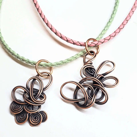 Handmade Reversible Copper Wire Coil Pendant 2x2 Inch – Antiqued Finish Artisan Jewelry | Assembled in USA Alexa Martha Designs  Necklace