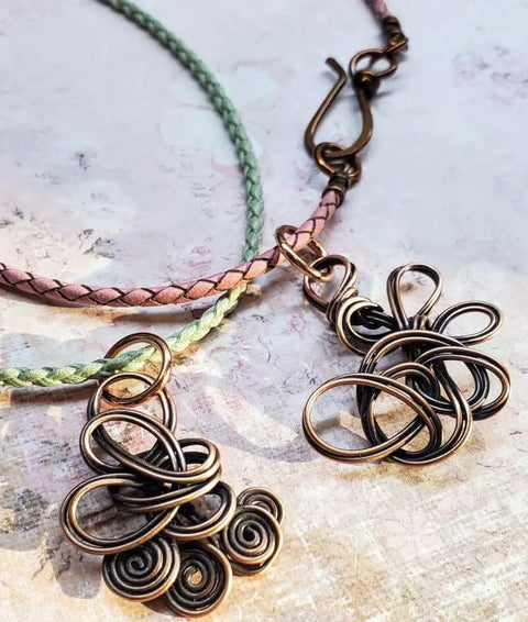Handmade Reversible Copper Wire Coil Pendant 2x2 Inch – Antiqued Finish Artisan Jewelry | Assembled in USA Alexa Martha Designs  Necklace