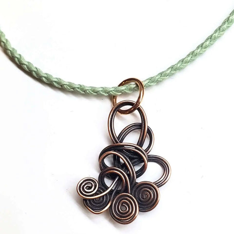 Handmade Reversible Copper Wire Coil Pendant 2x2 Inch – Antiqued Finish Artisan Jewelry | Assembled in USA Alexa Martha Designs  Necklace