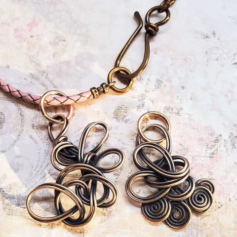 Handmade Reversible Copper Wire Coil Pendant 2x2 Inch – Antiqued Finish Artisan Jewelry | Assembled in USA Alexa Martha Designs  Necklace