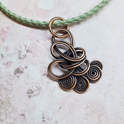 Handmade Reversible Copper Wire Coil Pendant 2x2 Inch – Antiqued Finish Artisan Jewelry | Assembled in USA Alexa Martha Designs  Necklace
