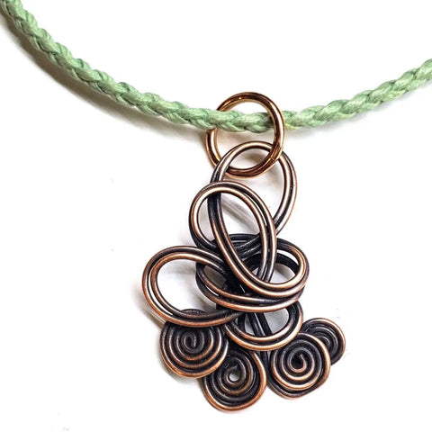 Handmade Reversible Copper Wire Coil Pendant 2x2 Inch – Antiqued Finish Artisan Jewelry | Assembled in USA Alexa Martha Designs  Necklace