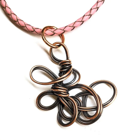 Handmade Reversible Copper Wire Coil Pendant 2x2 Inch – Antiqued Finish Artisan Jewelry | Assembled in USA Alexa Martha Designs  Necklace