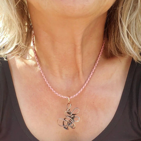 Handmade Reversible Copper Wire Coil Pendant 2x2 Inch – Antiqued Finish Artisan Jewelry | Assembled in USA Alexa Martha Designs  Necklace
