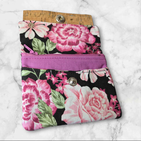 Handmade Rose Quartz Floral Wallets for Women – Small 4x4.5 Inch & Regular 4.5x7.5 Inch | Made in USA Frances Farm & Craft  Wallet