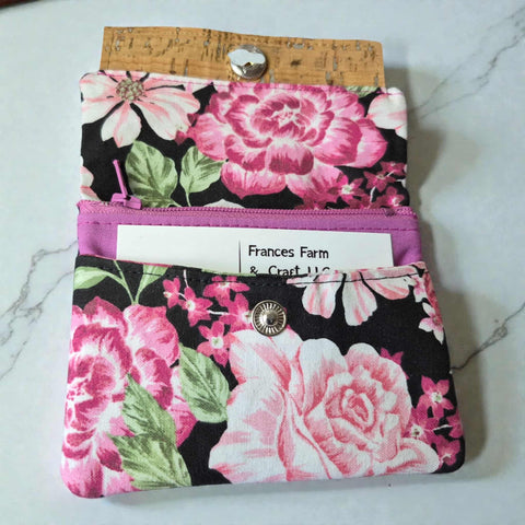 Handmade Rose Quartz Floral Wallets for Women – Small 4x4.5 Inch & Regular 4.5x7.5 Inch | Made in USA Frances Farm & Craft  Wallet
