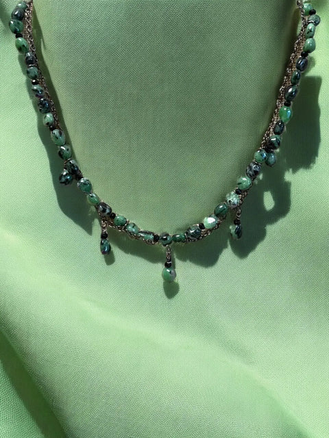 Handmade Ruby Zoisite Double Strand Necklace 17 Inch With Gunmetal Chain – Adjustable Lobster Clasp | Made in USA Michelle Marie Boutique  Necklace