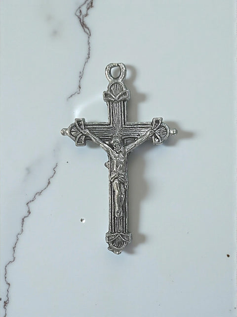 Handmade Silver Pewter Crucifix Pendant Charm – Rustic Travel Jewelry | Made in USA Religious Accessory Michelle Marie Boutique  Charms and Pendants
