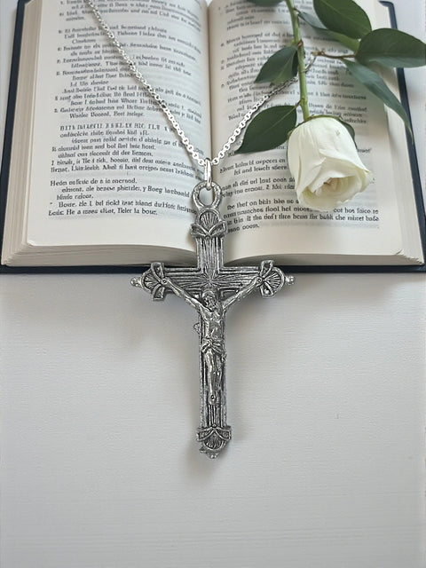 Handmade Silver Pewter Crucifix Pendant Charm – Rustic Travel Jewelry | Made in USA Religious Accessory Michelle Marie Boutique  Charms and Pendants