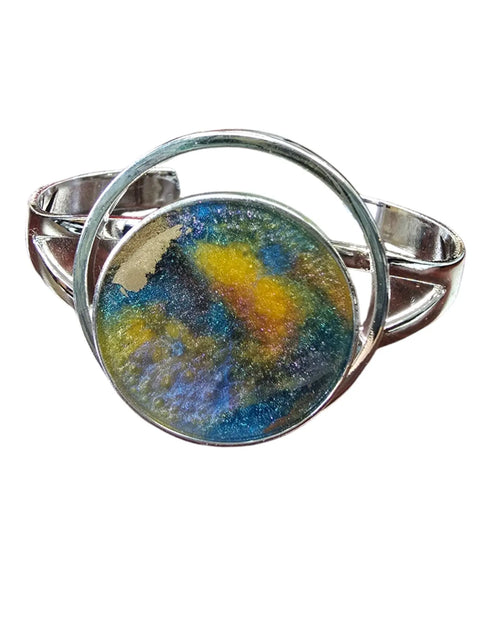 Handmade Sterling Plated Cuff Bracelet with Earth and Marble Resin Art – Adjustable Fit | Made in USA Michelle Marie Boutique  Bracelets