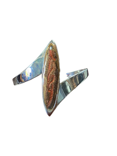 Handmade Sterling Silver Ellipse Resin Cuff Bracelet – Adjustable Fit – Multicolor Orange Purple Blue | Made in USA Michelle Marie Boutique  Bracelets