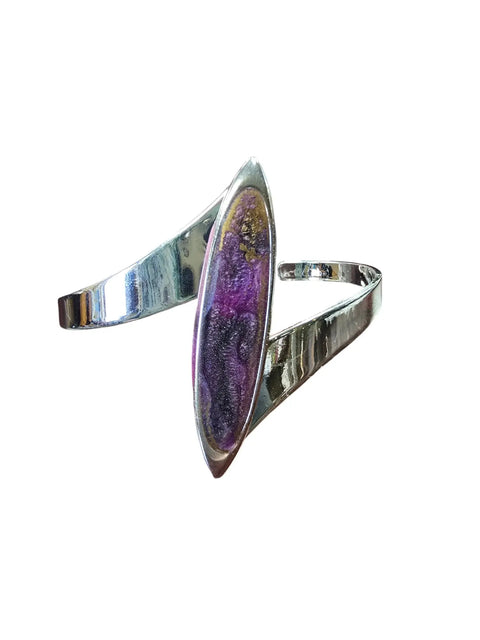 Handmade Sterling Silver Ellipse Resin Cuff Bracelet – Adjustable Fit – Multicolor Orange Purple Blue | Made in USA Michelle Marie Boutique  Bracelets