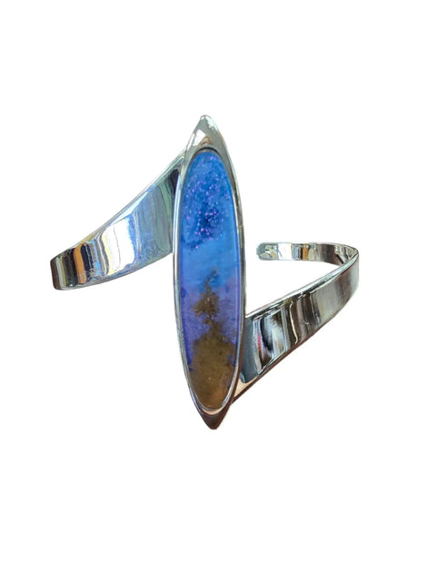 Handmade Sterling Silver Ellipse Resin Cuff Bracelet – Adjustable Fit – Multicolor Orange Purple Blue | Made in USA Michelle Marie Boutique  Bracelets