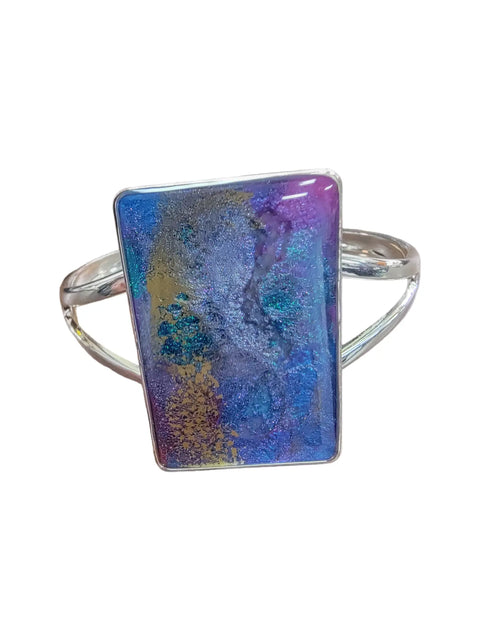 Handmade Sterling Silver Plated Cuff Bracelet With Rectangular Purple Accent – Adjustable Fit | Made in USA Michelle Marie Boutique  Bracelets