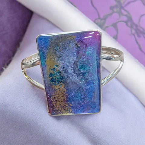 Handmade Sterling Silver Plated Cuff Bracelet With Rectangular Purple Accent – Adjustable Fit | Made in USA Michelle Marie Boutique  Bracelets
