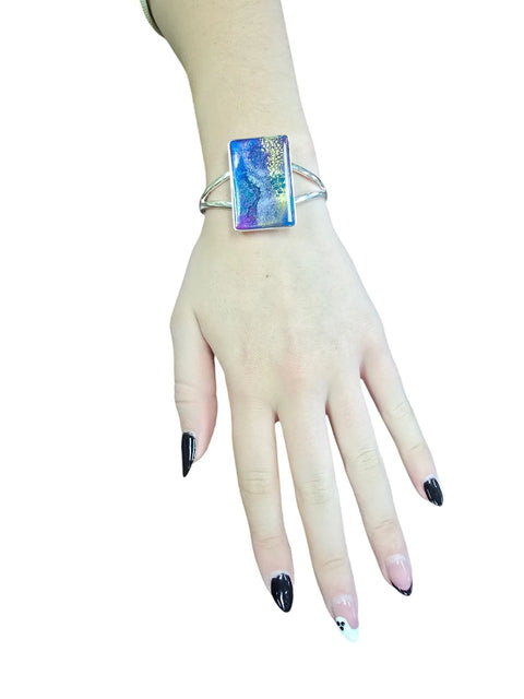 Handmade Sterling Silver Plated Cuff Bracelet With Rectangular Purple Accent – Adjustable Fit | Made in USA Michelle Marie Boutique  Bracelets