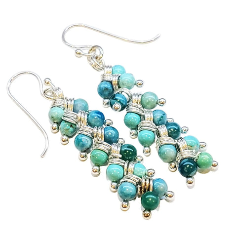 Handmade Sterling Silver Turquoise Jasper Earrings – Wire Wrapped Design | Made in USA Alexa Martha Designs  Earrings