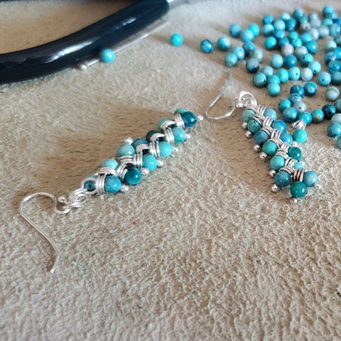 Handmade Sterling Silver Turquoise Jasper Earrings – Wire Wrapped Design | Made in USA Alexa Martha Designs  Earrings