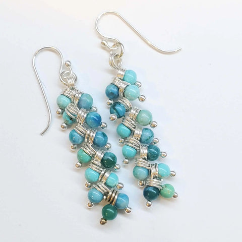 Handmade Sterling Silver Turquoise Jasper Earrings – Wire Wrapped Design | Made in USA Alexa Martha Designs  Earrings