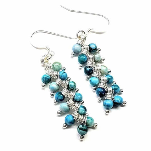 Handmade Sterling Silver Turquoise Jasper Earrings – Wire Wrapped Design | Made in USA Alexa Martha Designs  Earrings