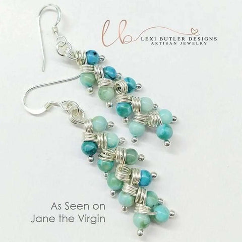 Handmade Sterling Silver Turquoise Jasper Earrings – Wire Wrapped Design | Made in USA Alexa Martha Designs  Earrings