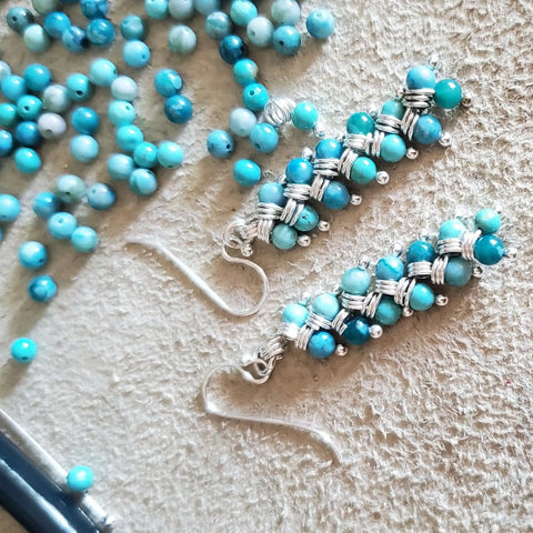 Handmade Sterling Silver Turquoise Jasper Earrings – Wire Wrapped Design | Made in USA Alexa Martha Designs  Earrings