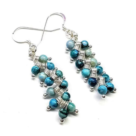 Handmade Sterling Silver Turquoise Jasper Earrings – Wire Wrapped Design | Made in USA Alexa Martha Designs  Earrings