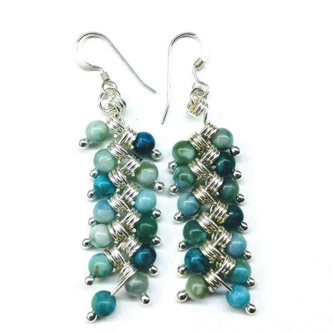 Handmade Sterling Silver Turquoise Jasper Earrings – Wire Wrapped Design | Made in USA Alexa Martha Designs  Earrings