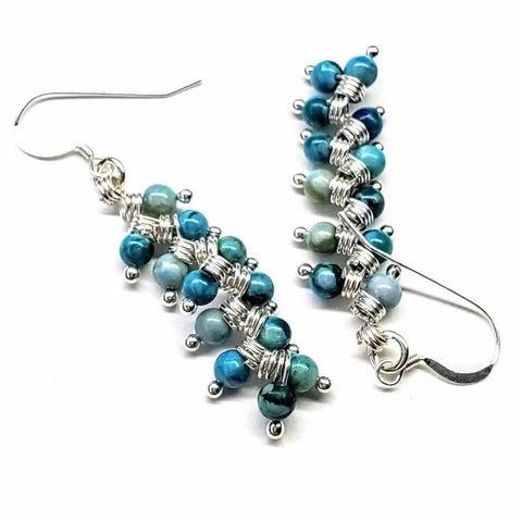 Handmade Sterling Silver Turquoise Jasper Earrings – Wire Wrapped Design | Made in USA Alexa Martha Designs  Earrings