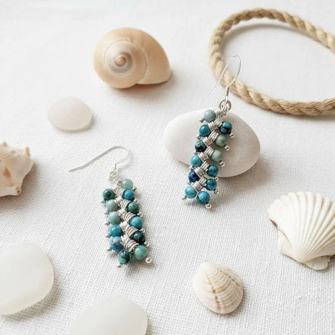 Handmade Sterling Silver Turquoise Jasper Earrings – Wire Wrapped Design | Made in USA Alexa Martha Designs  Earrings