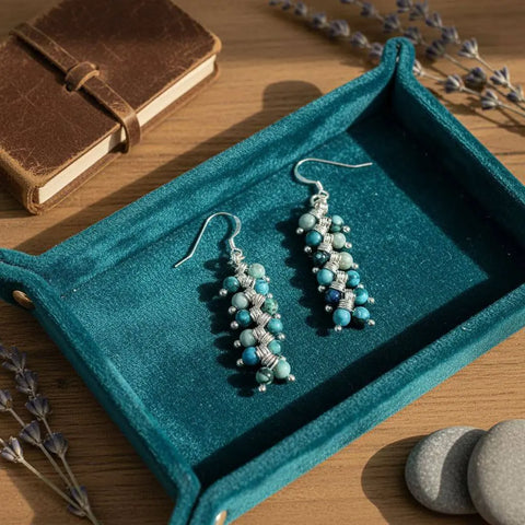 Handmade Sterling Silver Turquoise Jasper Earrings – Wire Wrapped Design | Made in USA Alexa Martha Designs  Earrings