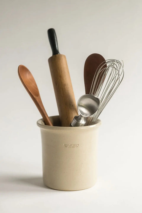 Handmade Stoneware Kitchen Utensil Holder Crock 6 Inch – Durable Pottery Organizer | Made in USA Millstream Home  Pottery