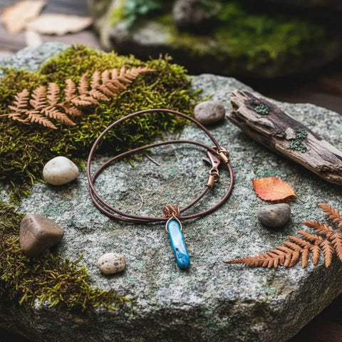 Handmade Turquoise Agate Pendant Necklace – Wire Wrapped Copper | Made in USA Alexa Martha Designs  Necklace