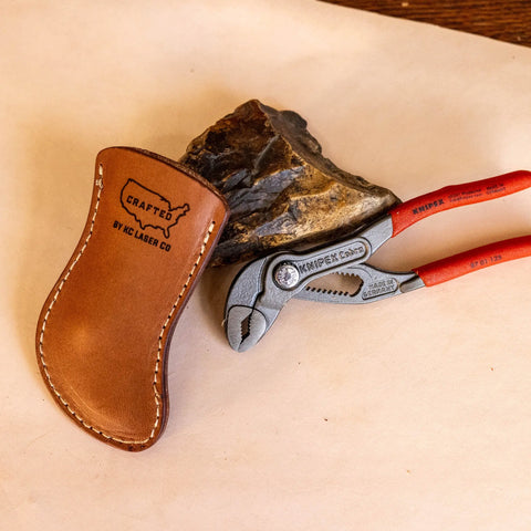 Handmade Veg-Tanned Leather Tool Sheath for 5 Inch Knipex Pliers – Durable Tool Storage | Made in USA KC Laser Co 