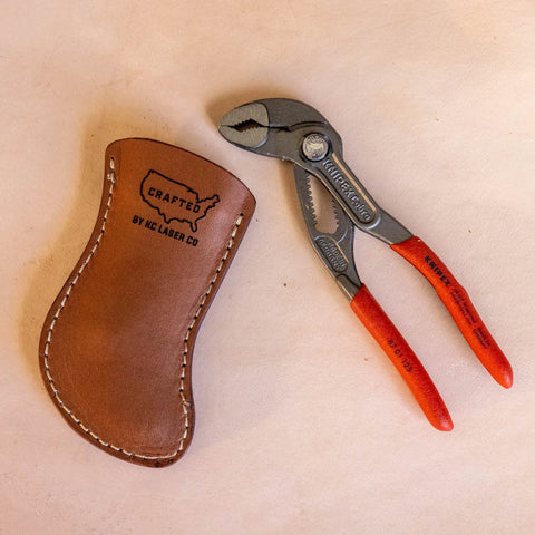 Handmade Veg-Tanned Leather Tool Sheath for 5 Inch Knipex Pliers – Durable Tool Storage | Made in USA KC Laser Co 
