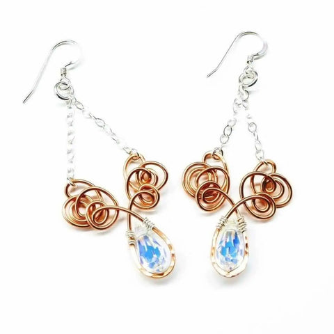Handmade Wire Sculpted Angel Wing Crystal Drop Earrings – Made in Montana, USA Alexa Martha Designs  Earrings