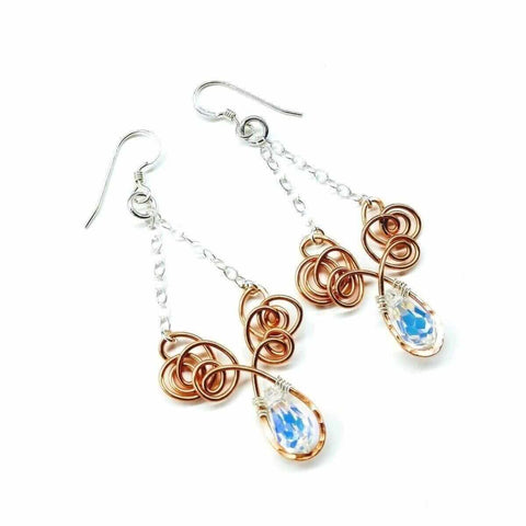 Handmade Wire Sculpted Angel Wing Crystal Drop Earrings – Made in Montana, USA Alexa Martha Designs  Earrings