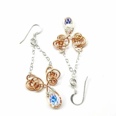 Handmade Wire Sculpted Angel Wing Crystal Drop Earrings – Made in Montana, USA Alexa Martha Designs  Earrings