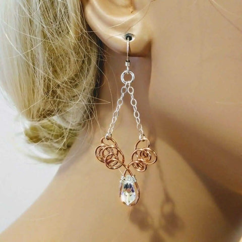 Handmade Wire Sculpted Angel Wing Crystal Drop Earrings – Made in Montana, USA Alexa Martha Designs  Earrings